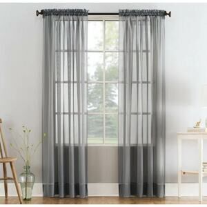 3 Panels 59"x95" Grey Marjorie Sheer Voil Curtain, Single Panel, Mainstays